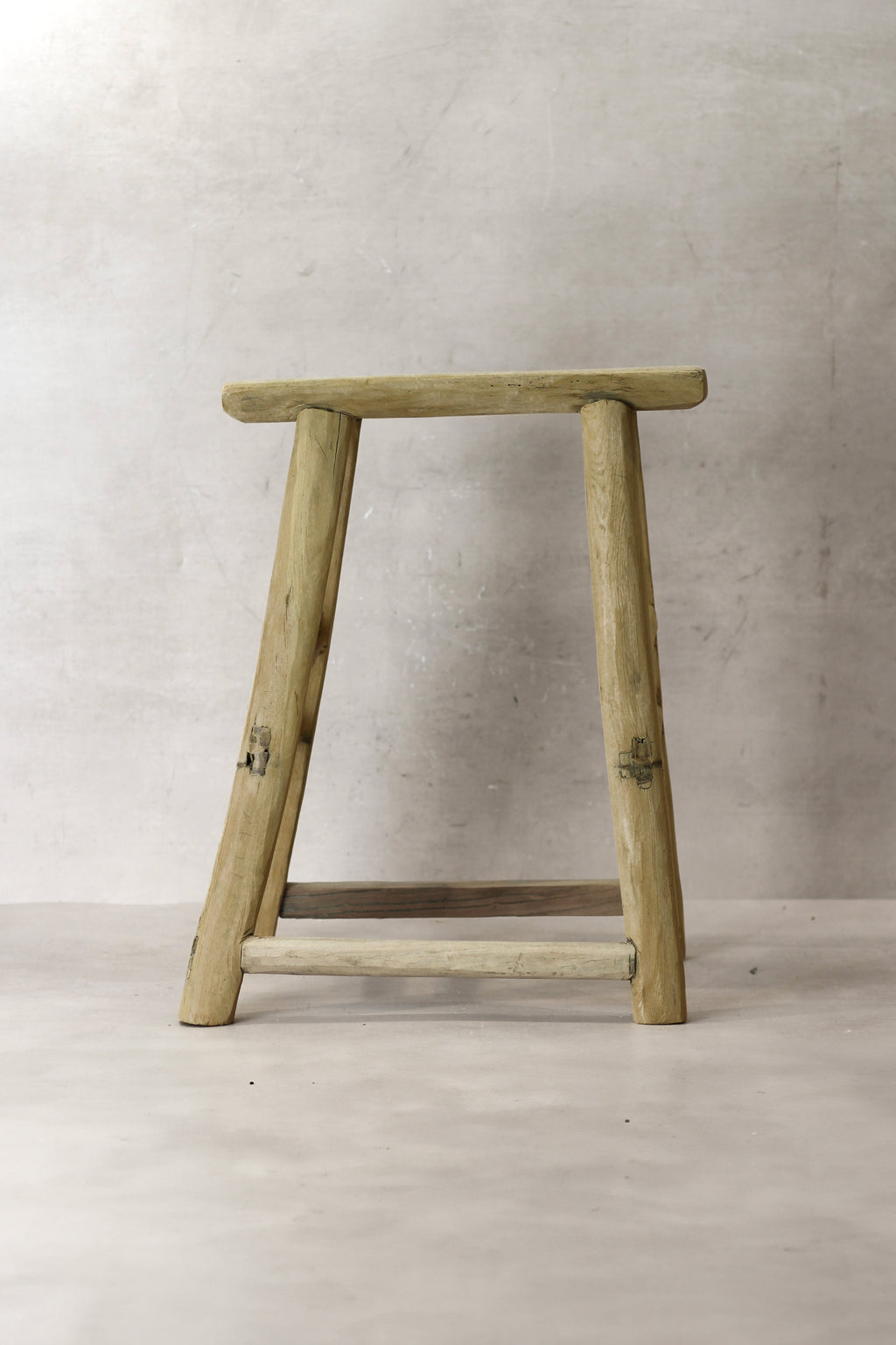 Vintage Rustic Elm Wood Stool - Medium - No 72