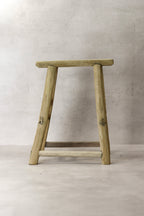 Vintage Rustic Elm Wood Stool - Medium - No 72