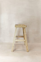 Vintage Rustic Elm Wood Stool - Medium - No 75