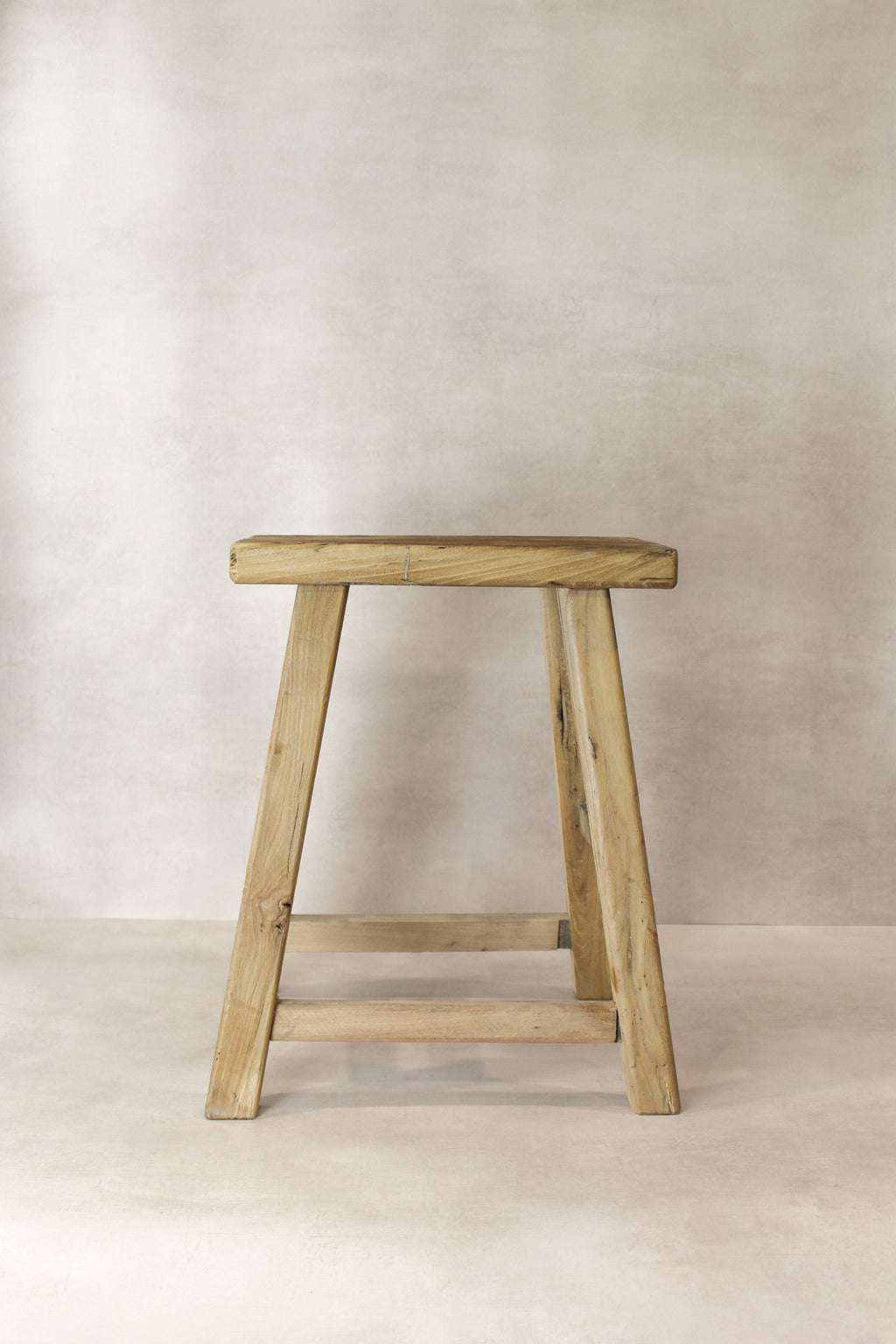 Vintage Rustic Elm Wood Stool - Medium - No 76