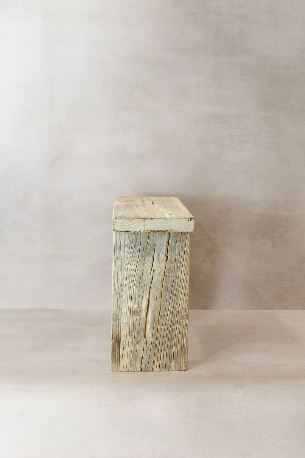 Vintage Rustic Square Elm Wood Stool - No 11