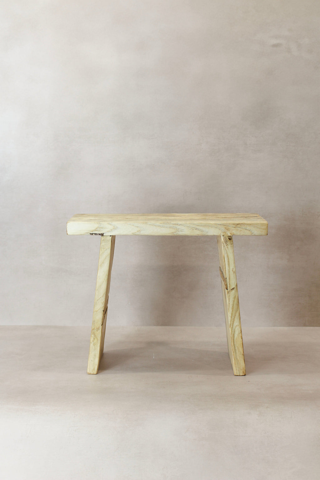 Vintage Rustic Square Elm Wood Stool - No 11