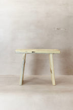Vintage Rustic Square Elm Wood Stool - No 11