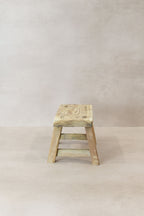 Vintage Rustic Elm Wood Stool - Small - No 17