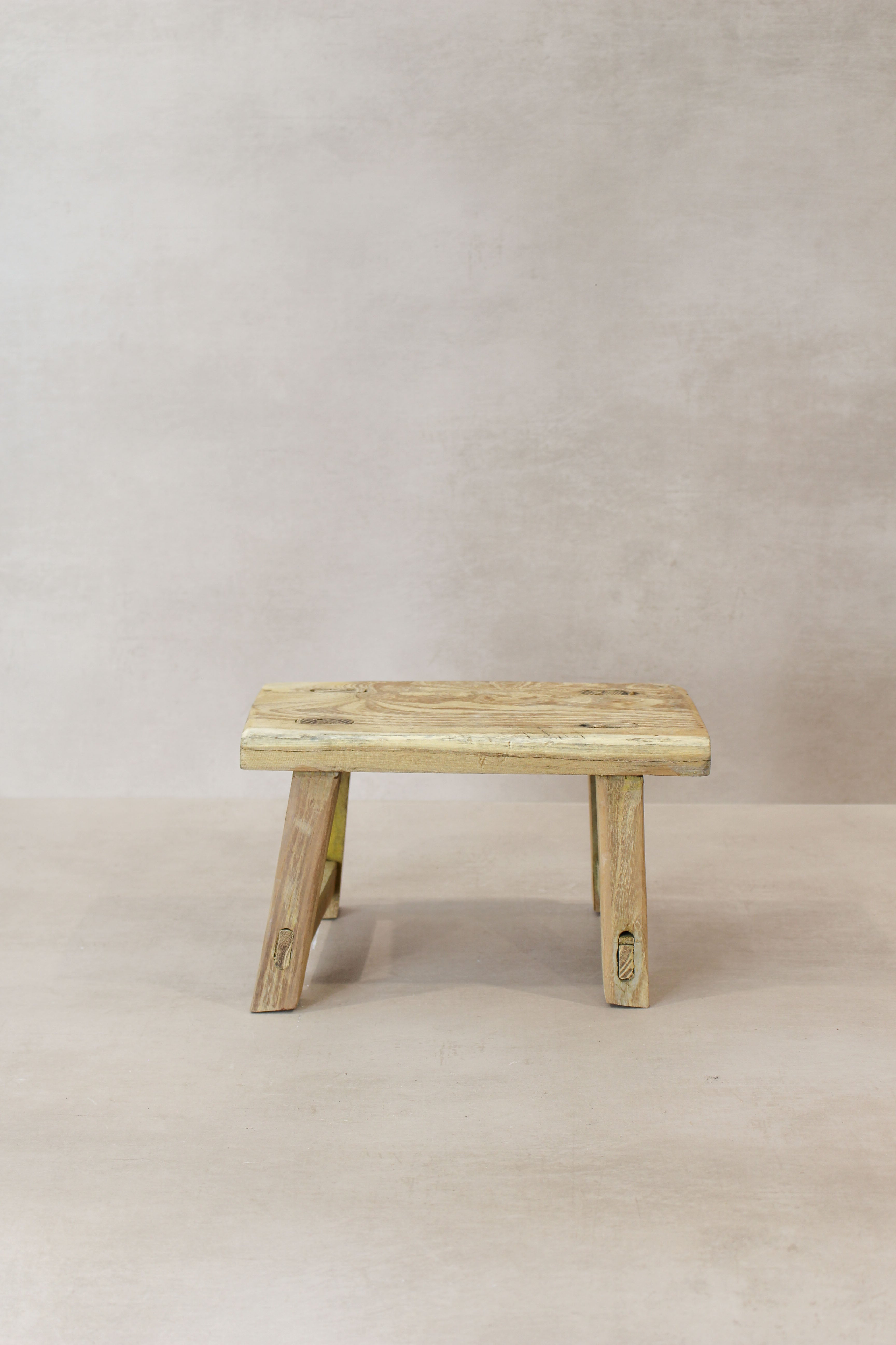 Vintage Rustic Elm Wood Stool - Small - No 17