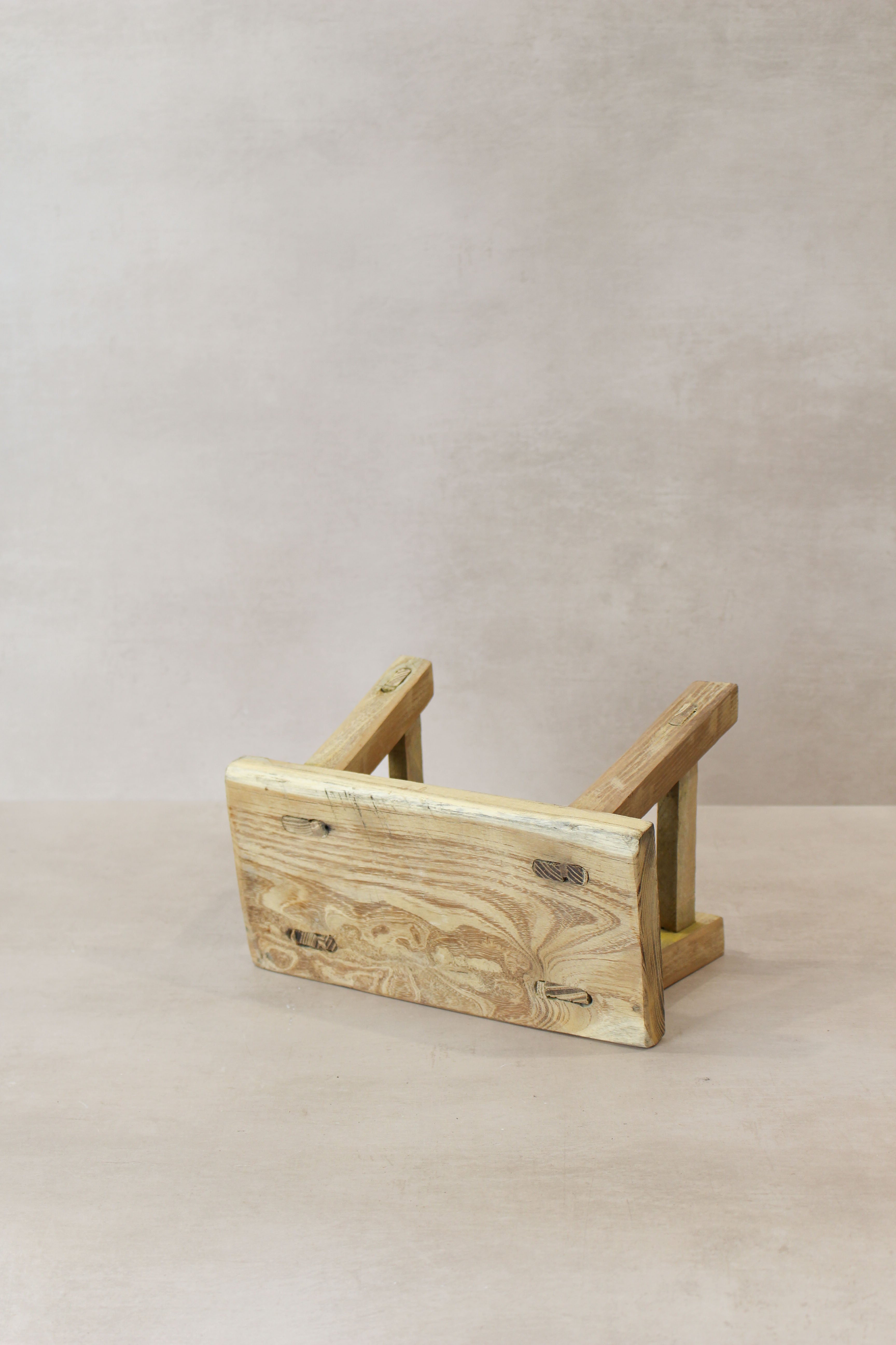 Vintage Rustic Elm Wood Stool - Small - No 17