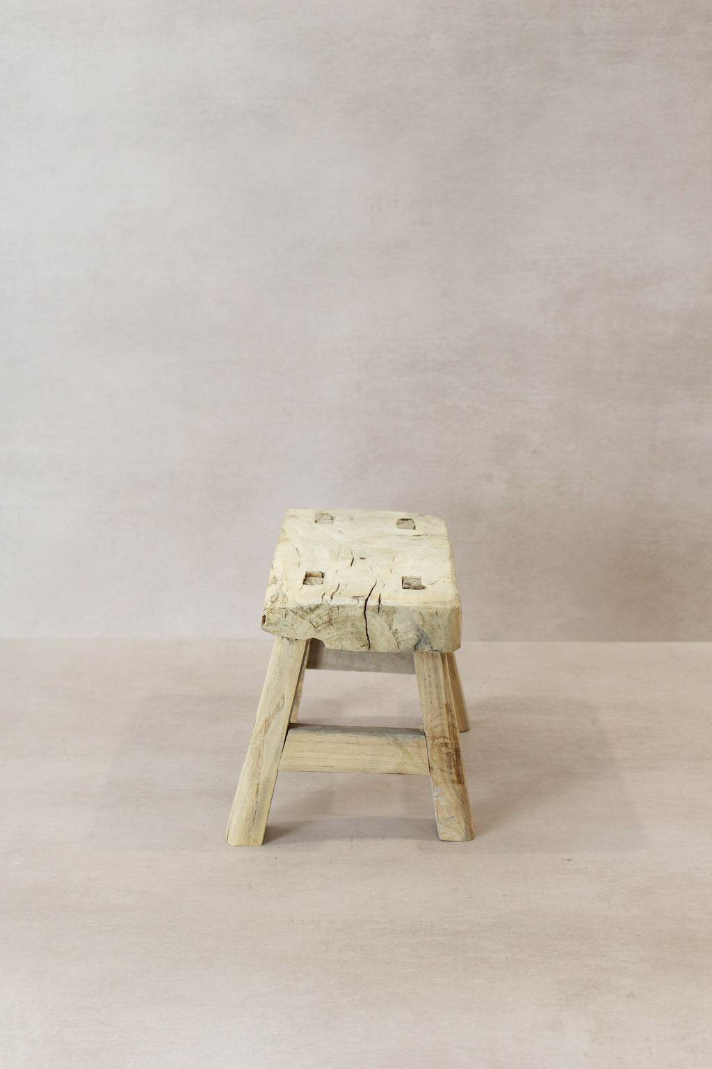 Vintage Rustic Elm Wood Stool - Small - No 18