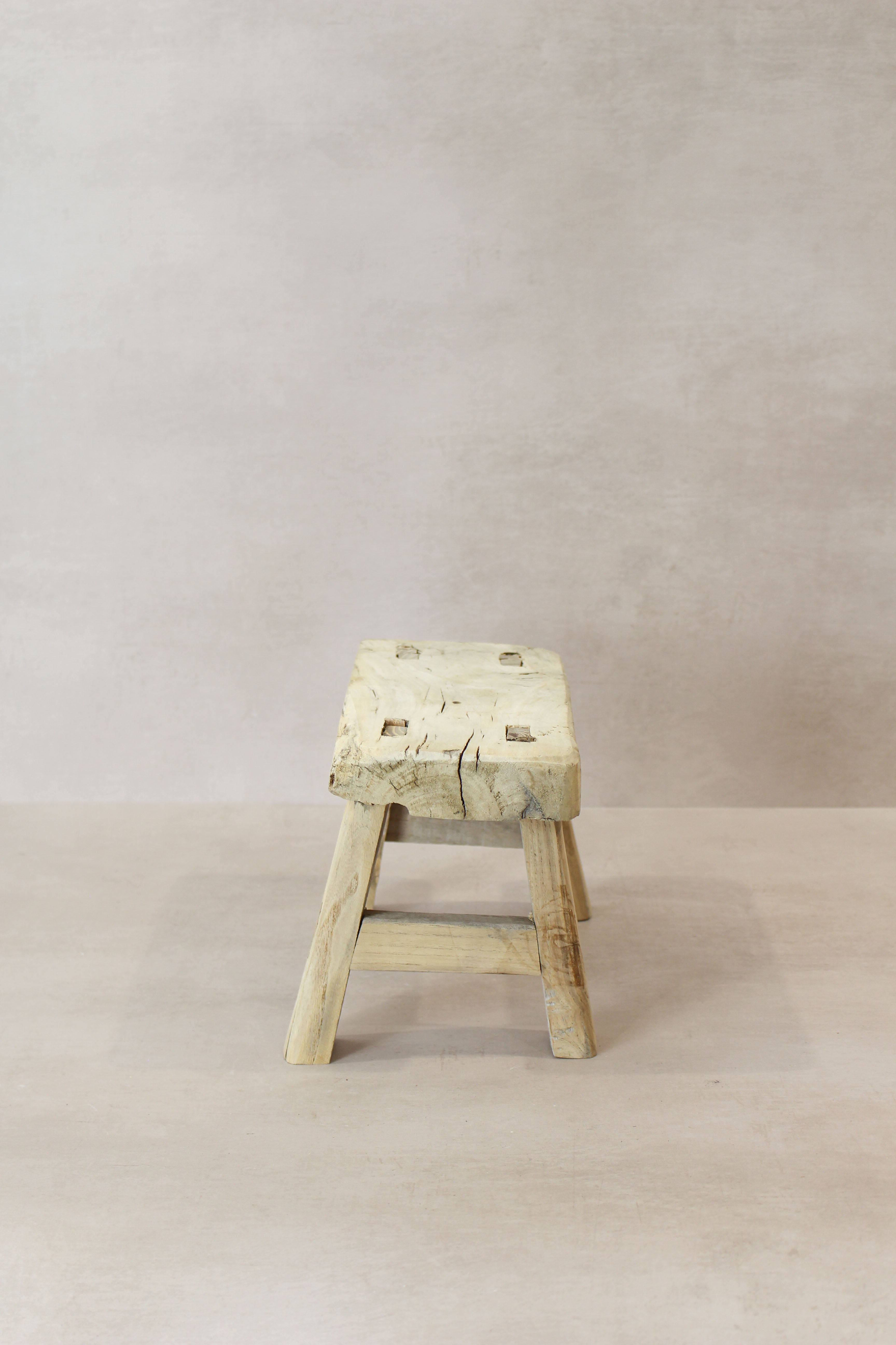 Vintage Rustic Elm Wood Stool - Small - No 18