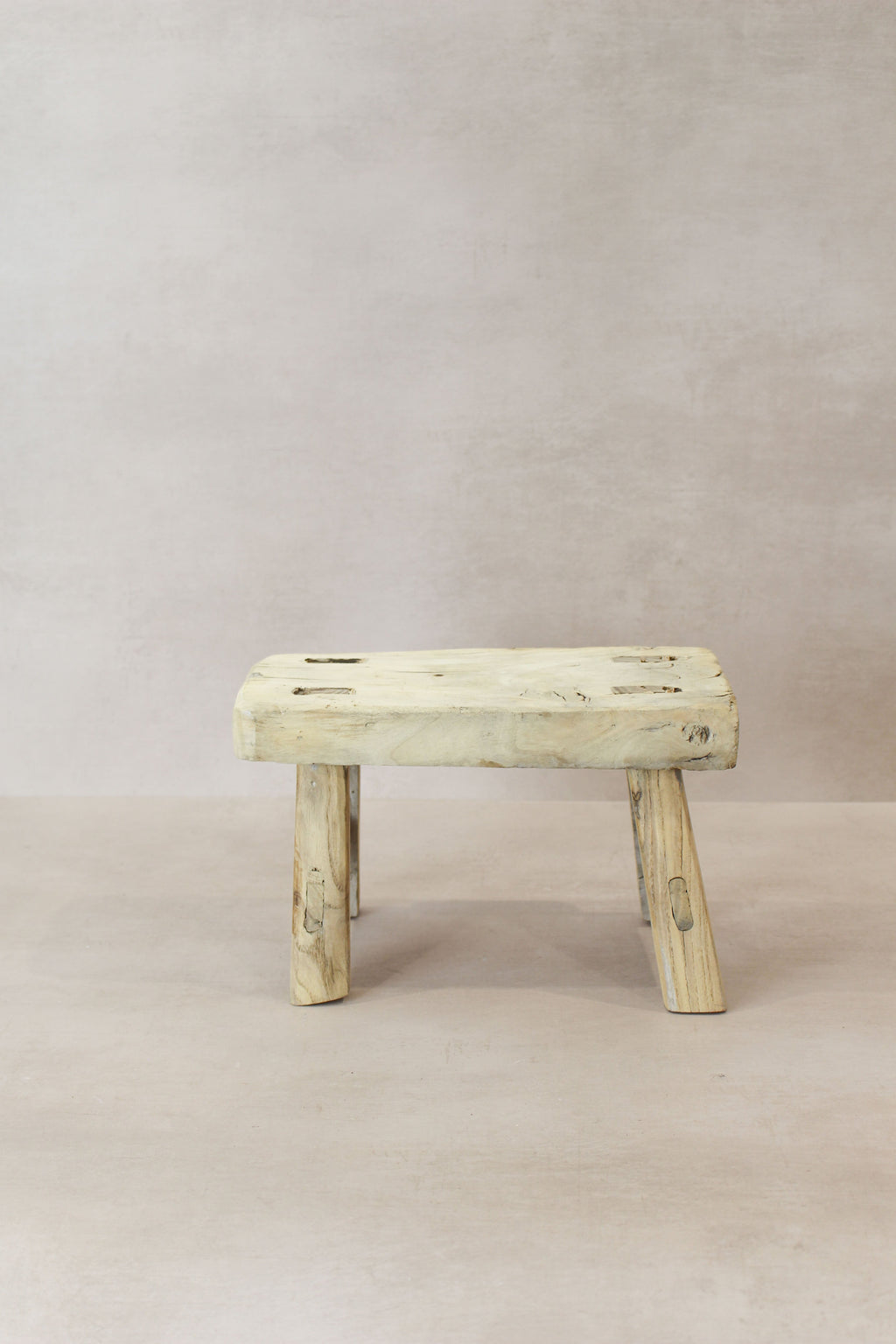 Vintage Rustic Elm Wood Stool - Small - No 18