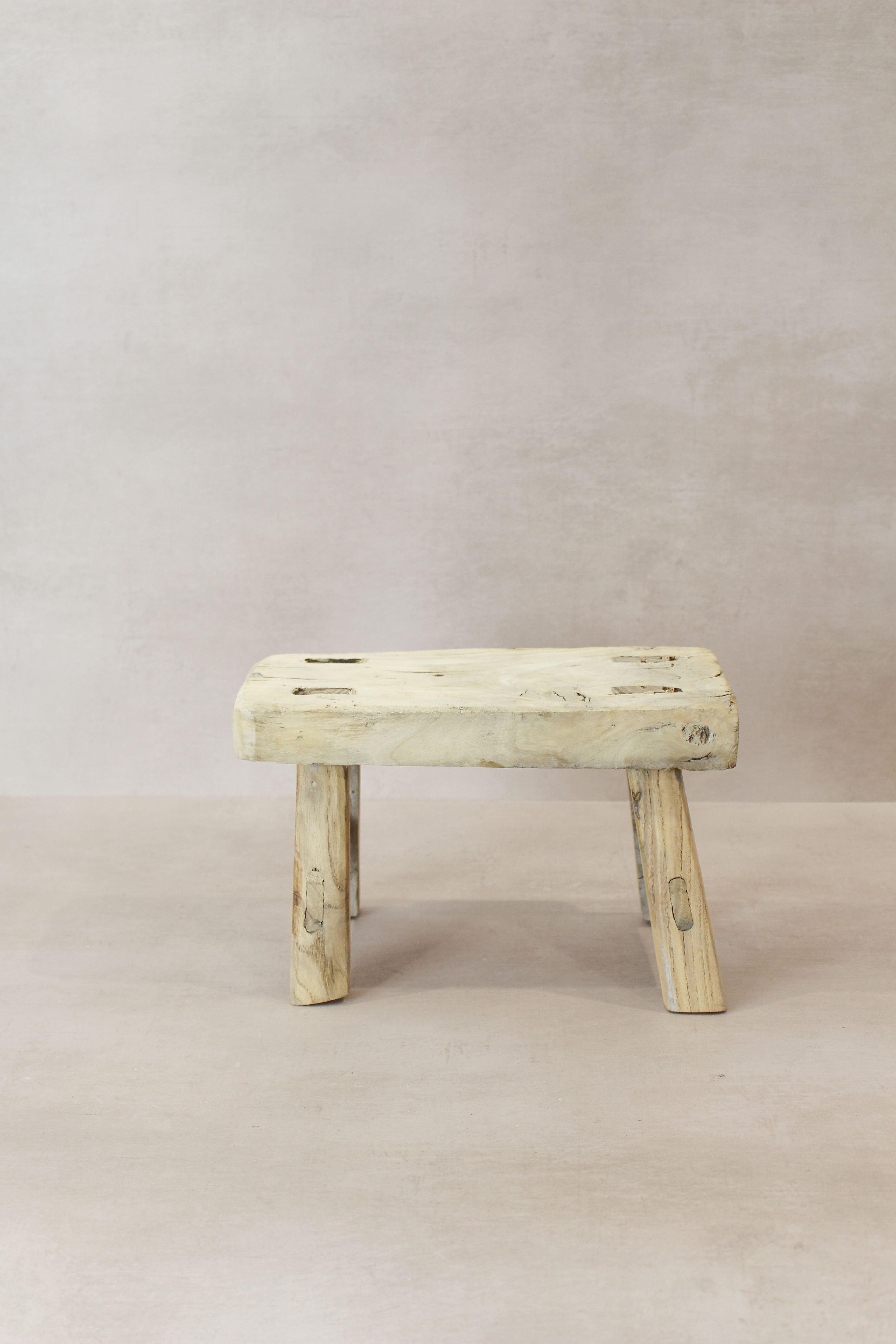 Vintage Rustic Elm Wood Stool - Small - No 18