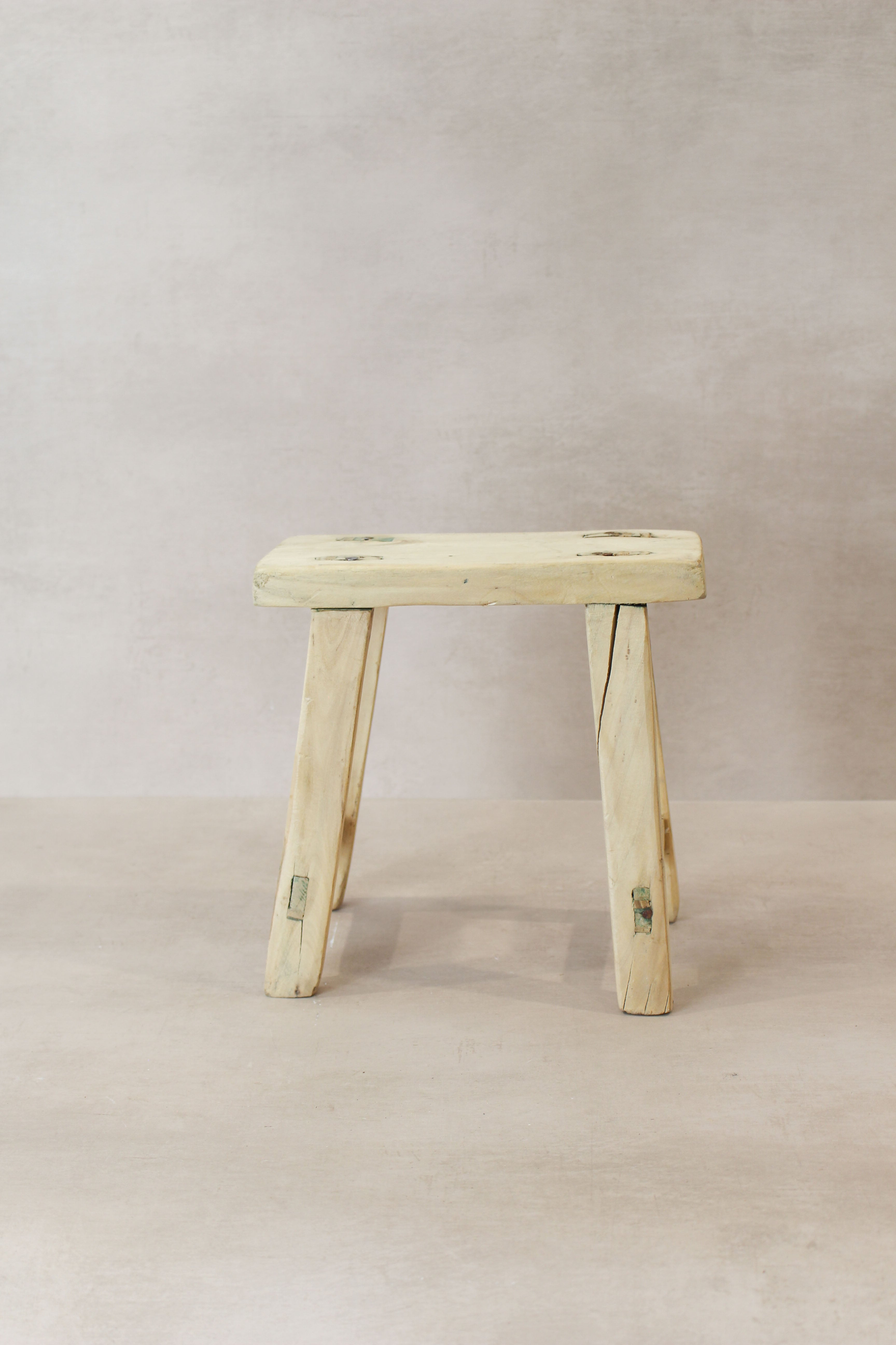 Vintage Rustic Elm Wood Stool - Small - No 19