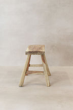 Vintage Rustic Elm Wood Stool - Small - No 20