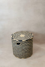 Woven checkerboard Basket Black and Natural - Malawi WB