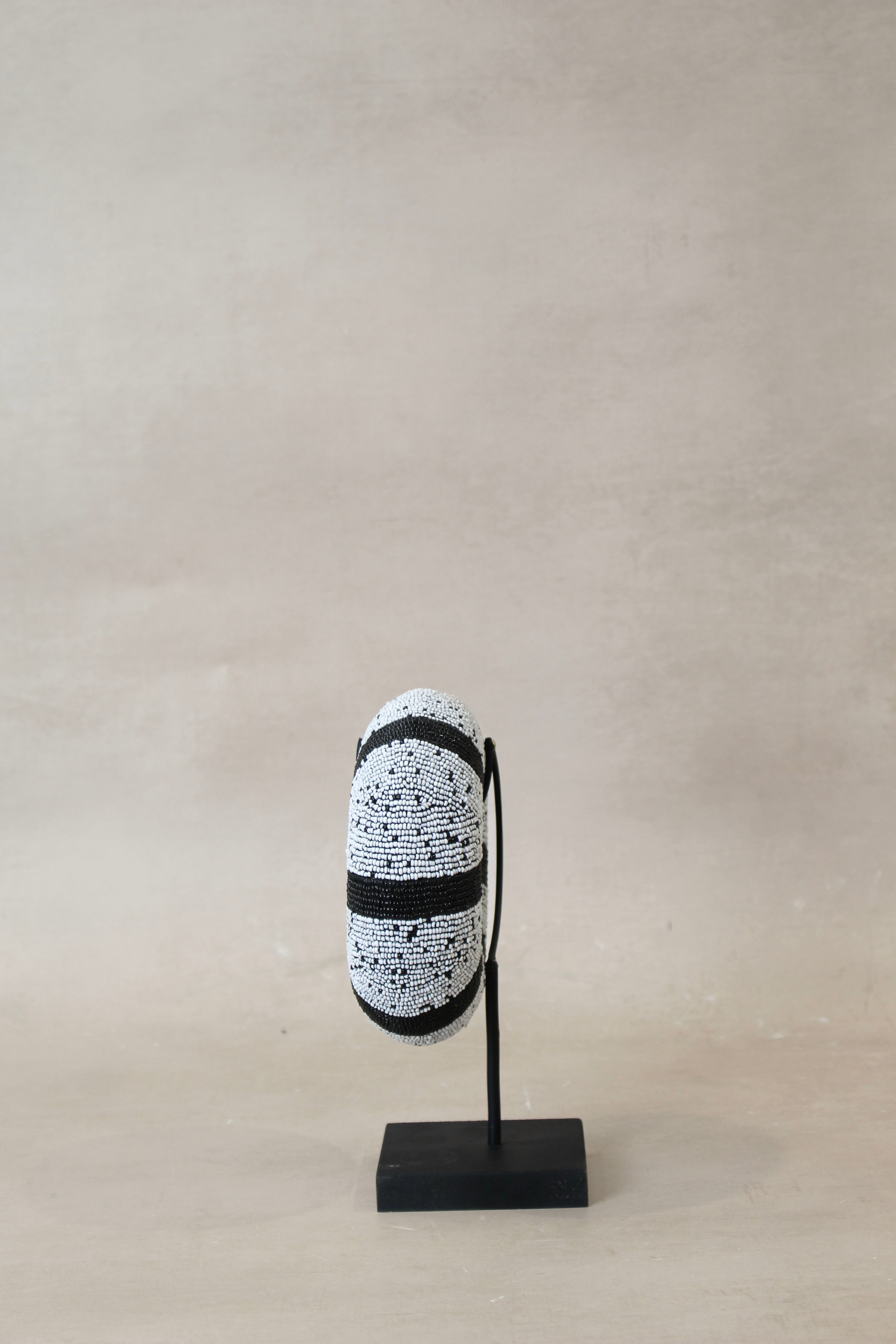 Cameroon beaded bracelet - White with Black Stripes