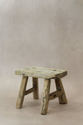 Vintage Rustic Elm Wood Stool - Small - No 21