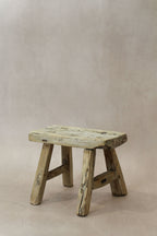 Vintage Rustic Elm Wood Stool - Small - No 21