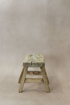 Vintage Rustic Elm Wood Stool - Small - No 21