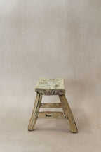 Vintage Rustic Elm Wood Stool - Small - No 21