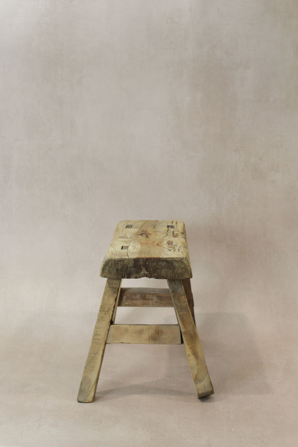 Vintage Rustic Elm Wood Stool - Small - No 22