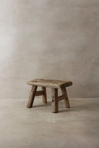 Vintage Rustic Elm Wood Stool - Small - No 2