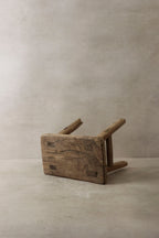 Vintage Rustic Elm Wood Stool - Small - No 3