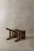 Vintage Rustic Elm Wood Stool - Small - No 4