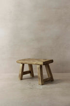 Vintage Rustic Elm Wood Stool - Small - No 5