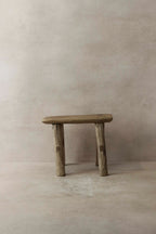 Vintage Rustic Elm Wood Stool - Small - No 6