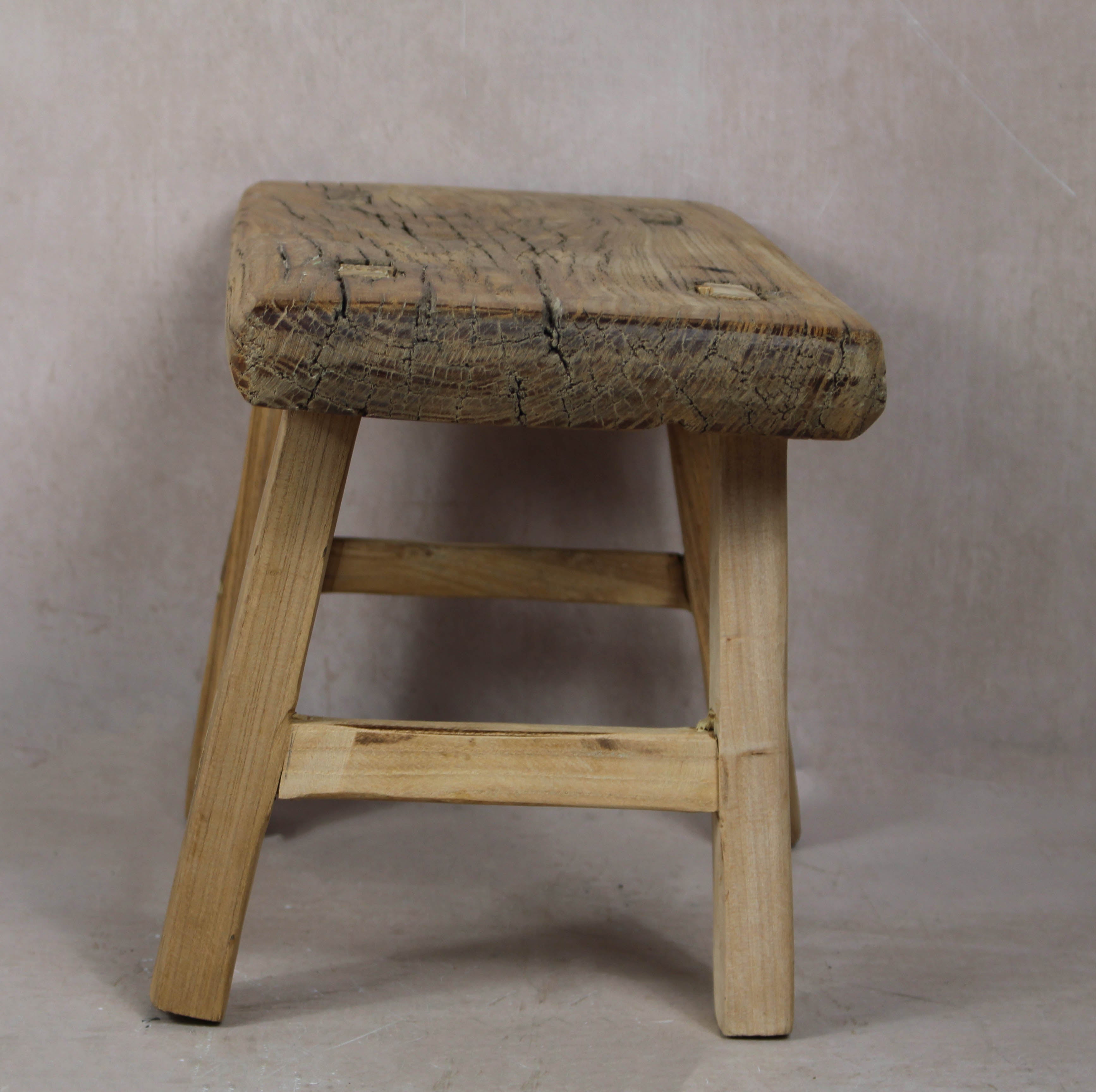Vintage Rustic Stool Small - Elm wood - 34