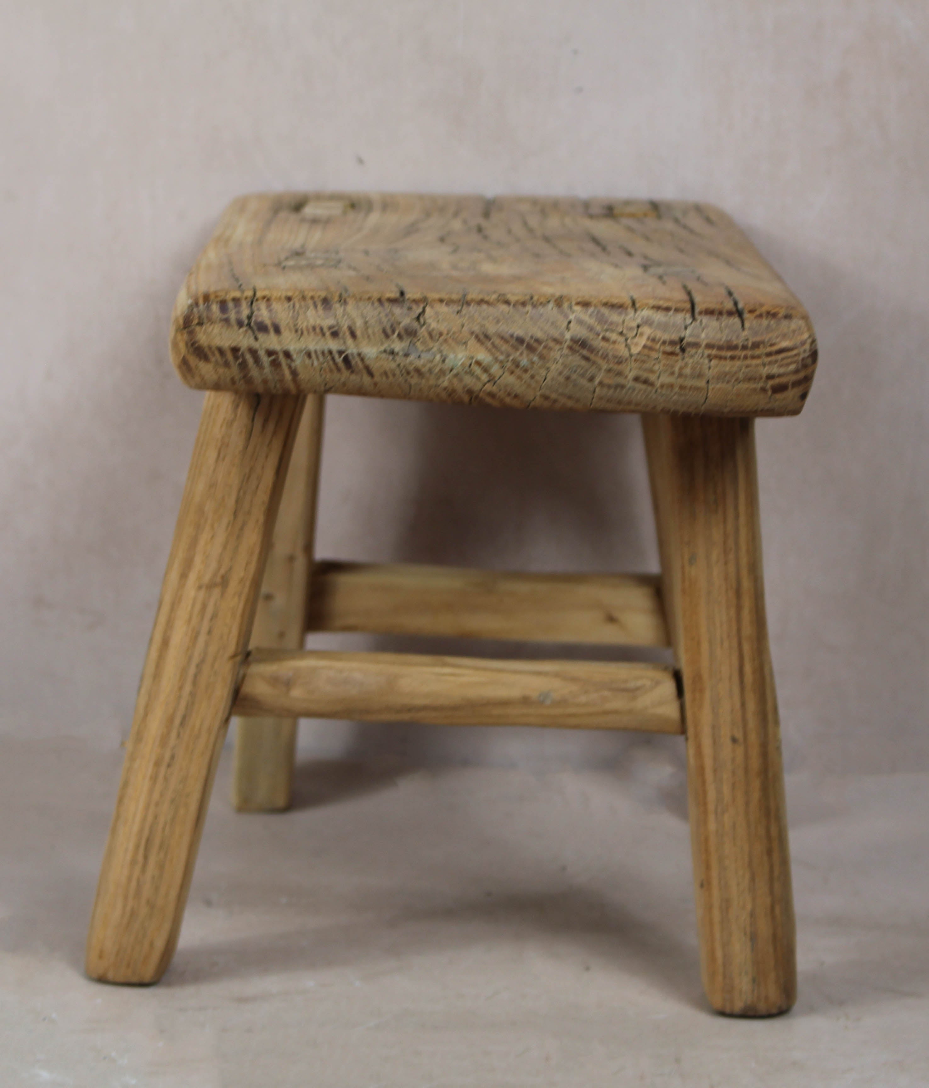 Vintage Rustic Stool Small - Elm wood - 34