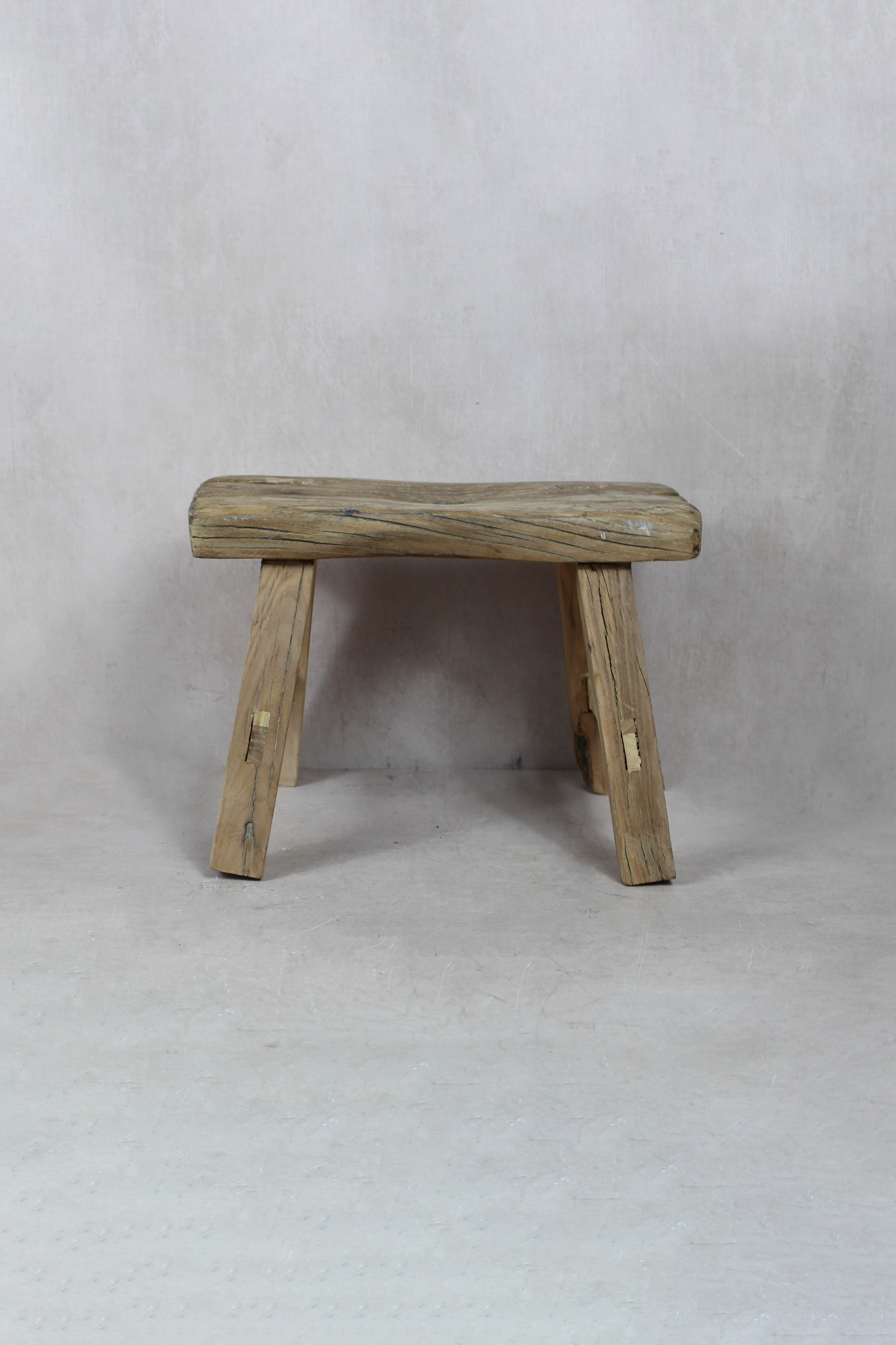 Vintage Rustic Stool Small - Elm wood - 38