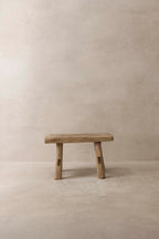 Vintage Rustic Elm Wood Stool - Small - No 9