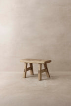 Vintage Rustic Elm Wood Stool - Small - No 9
