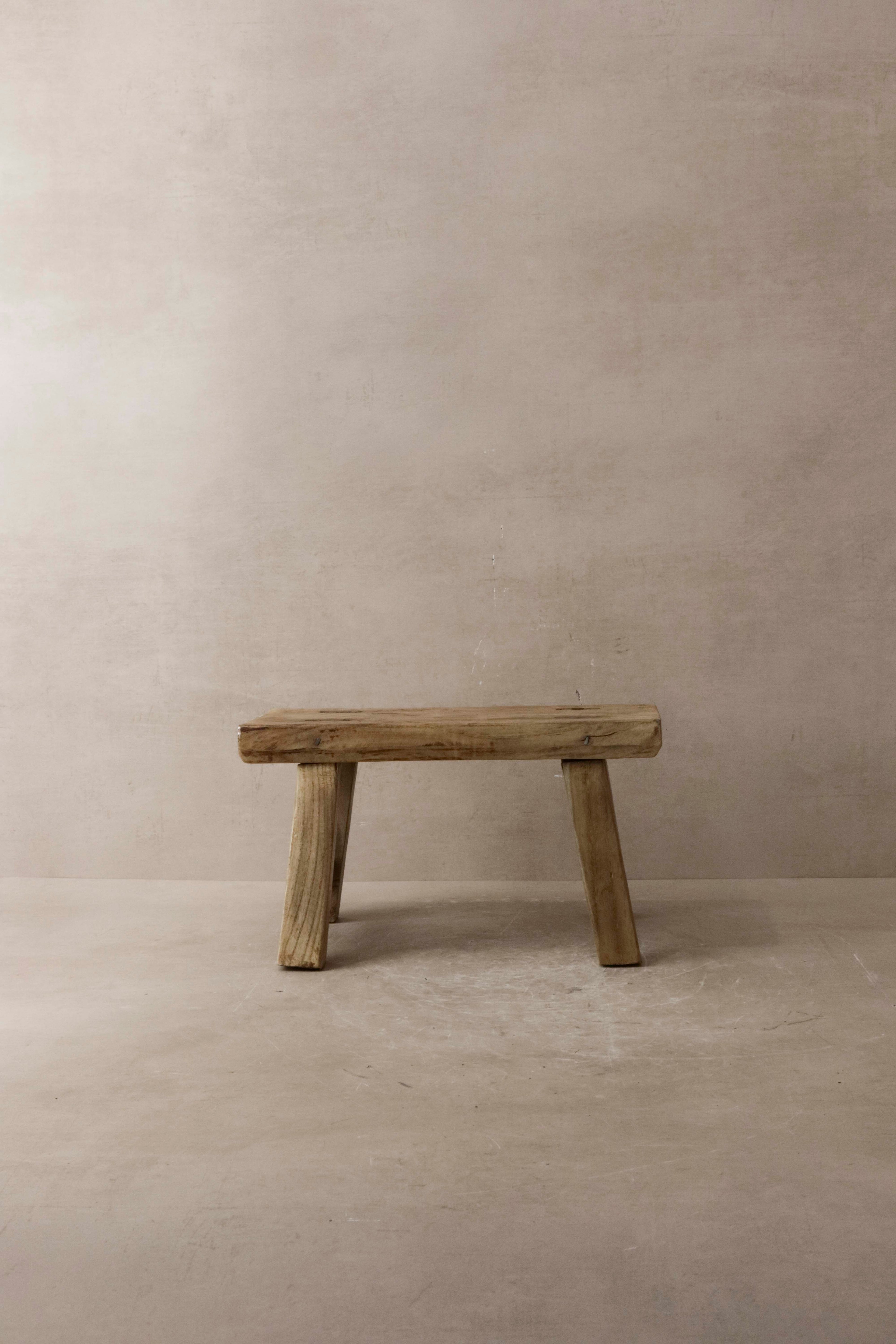 Vintage Rustic Elm Wood Stool - Small - No 10