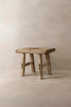 Vintage Rustic Elm Wood Stool - Small - No 11
