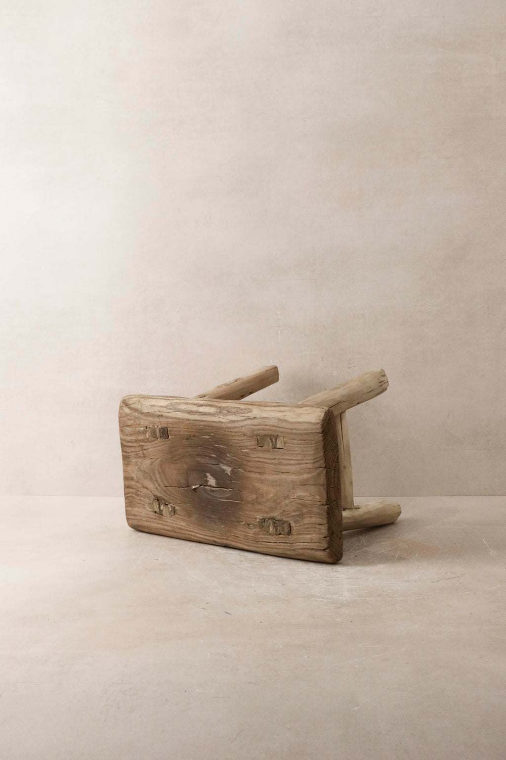 Vintage Rustic Elm Wood Stool - Small - No 11