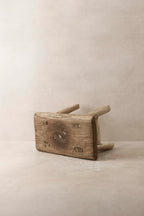 Vintage Rustic Elm Wood Stool - Small - No 11
