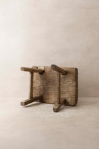 Vintage Rustic Elm Wood Stool - Small - No 12
