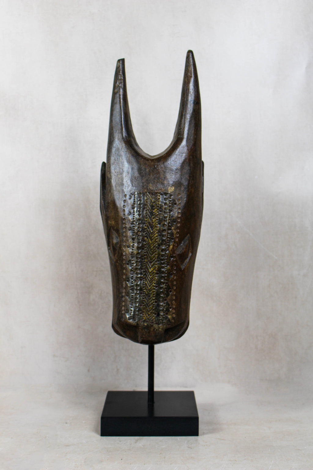 Mali Bull Mask with Repoussé Metal Work - 196.2