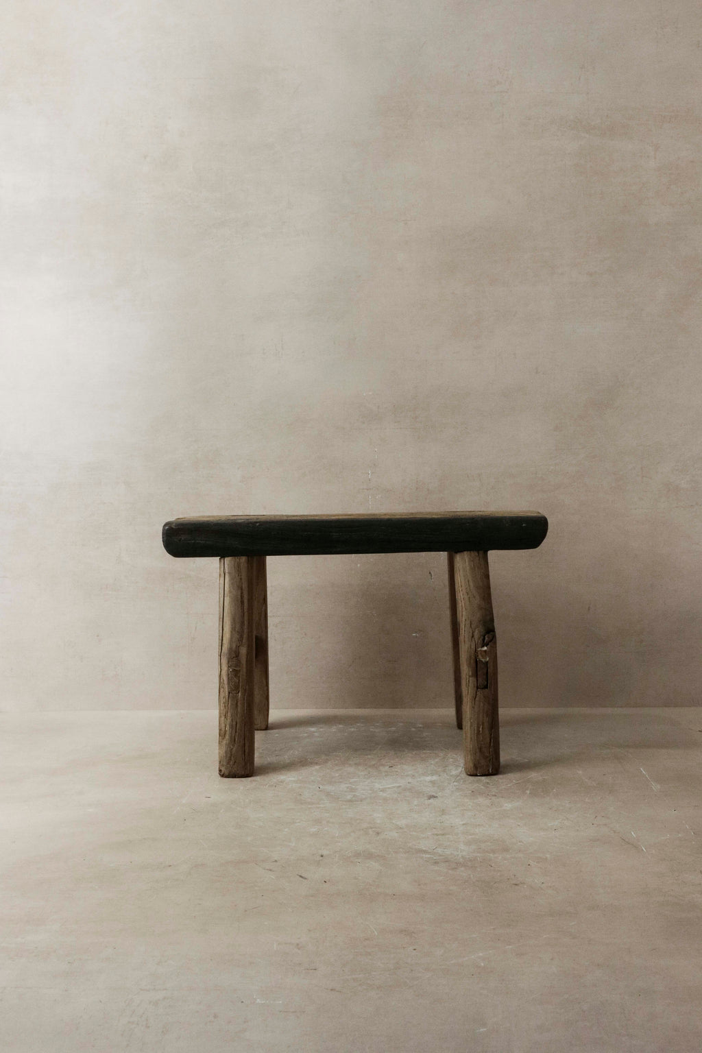 Vintage Rustic Elm Wood Stool - Small - No 14