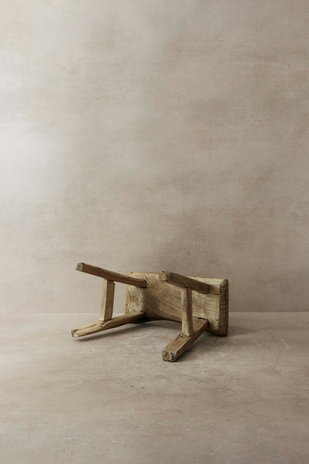 Vintage Rustic Elm Wood Stool - Small - No 15