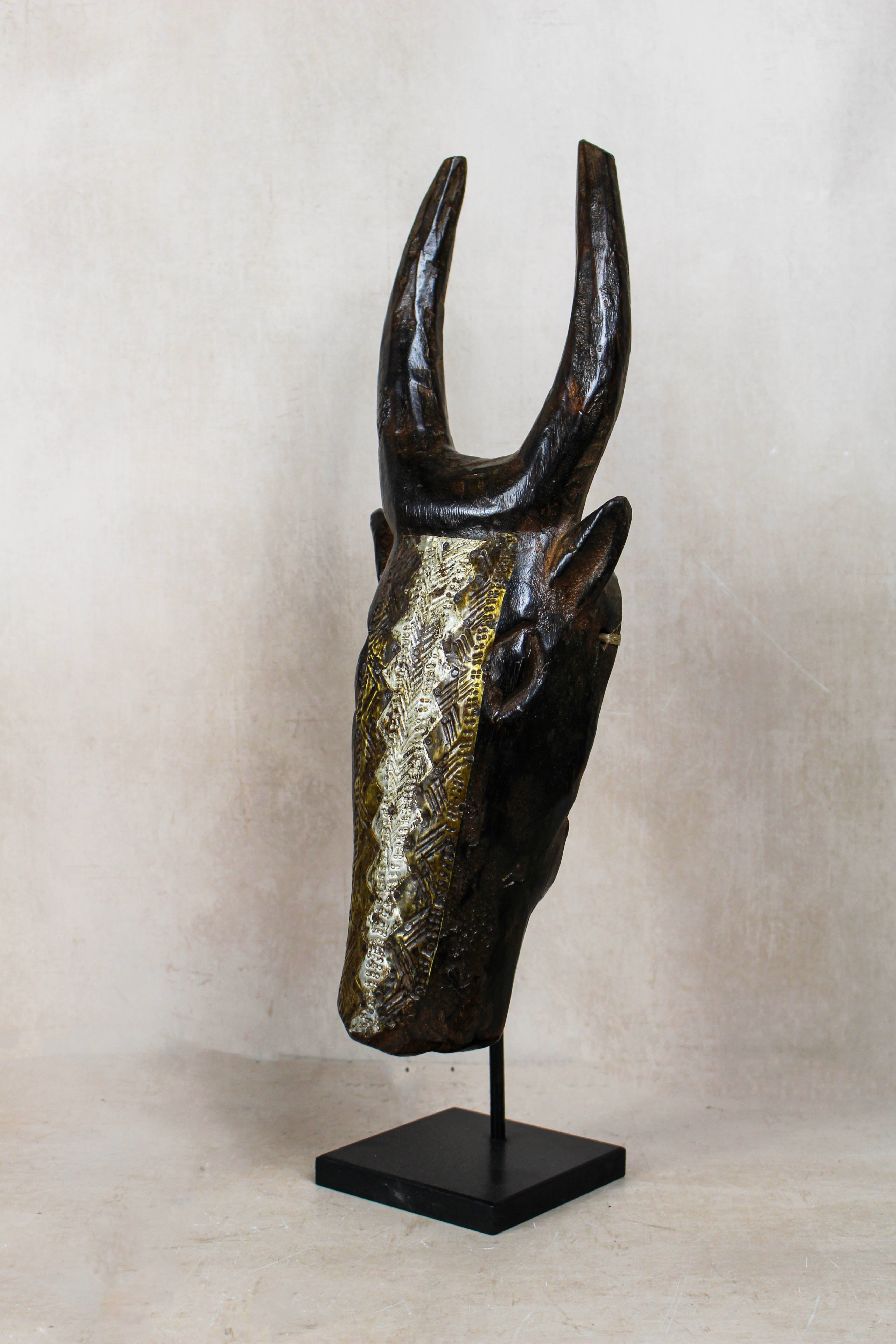 Mali Bull Mask with Repoussé Metal Work - 196.4