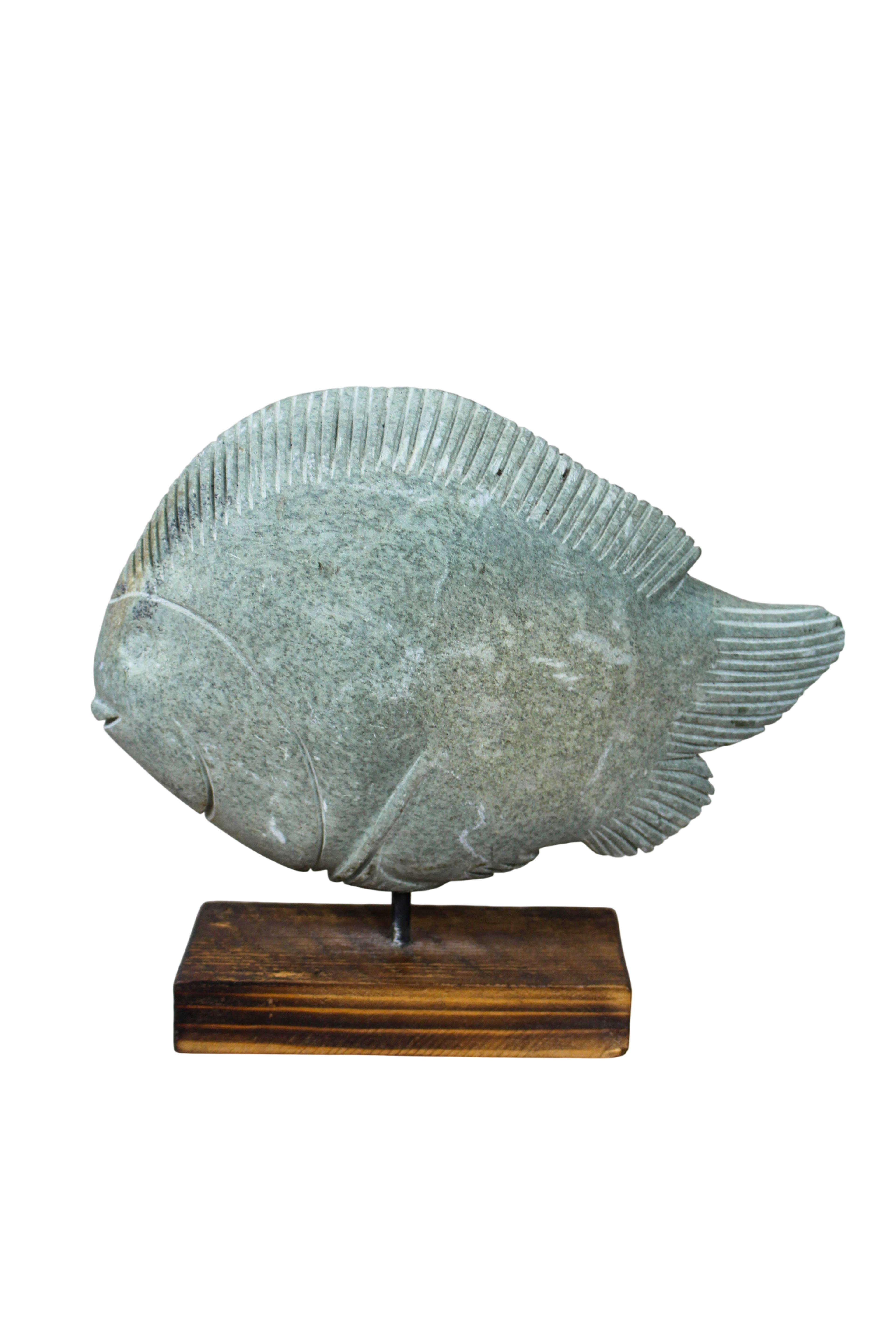 Stone Fish Sculpture - Zimbabwe - 159.5
