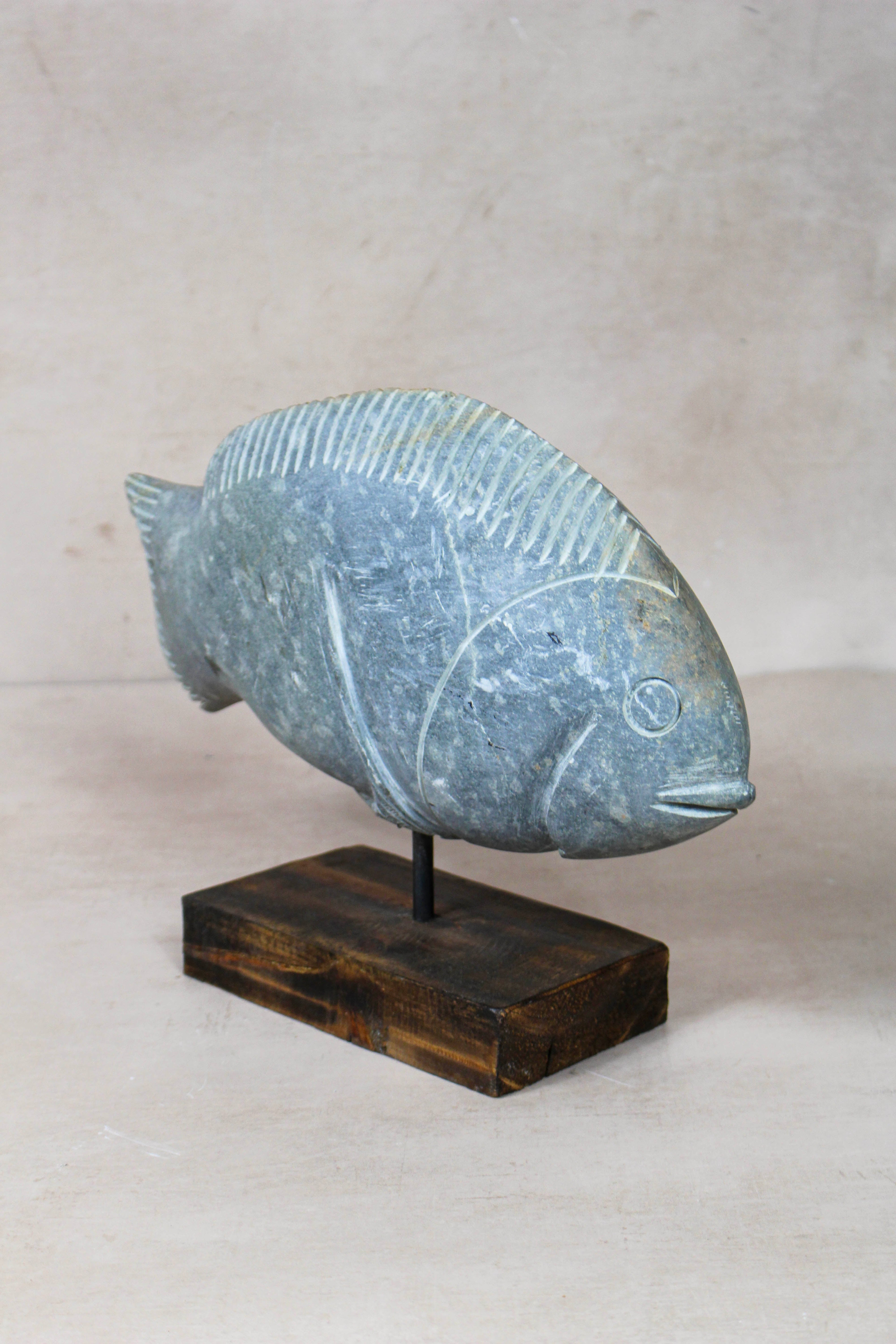Stone Fish Sculpture - Zimbabwe - 159.7