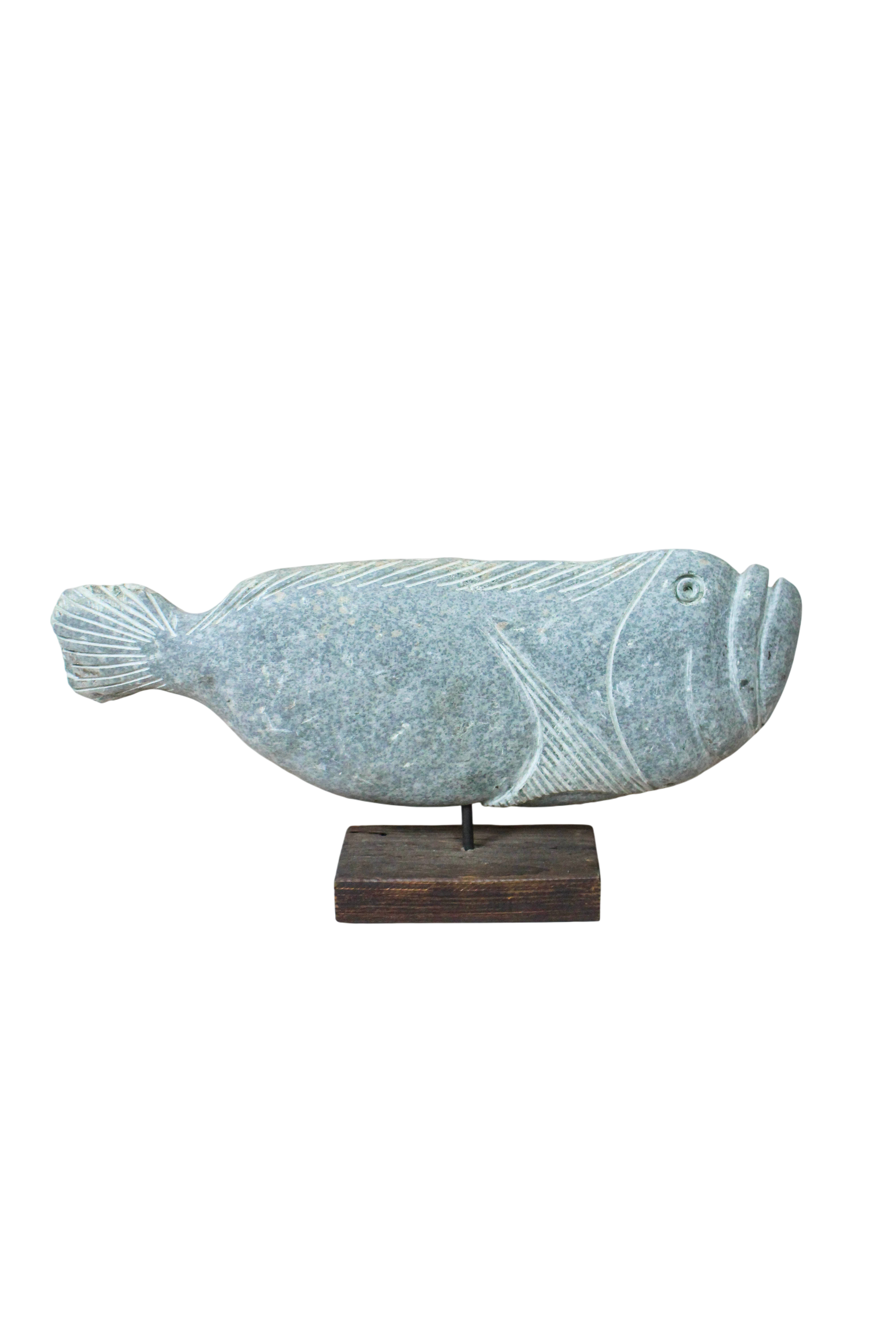 Stone Fish Sculpture - Zimbabwe - 159.9