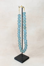 Ghana Glass Beads Necklace, Light blue - 85.1
