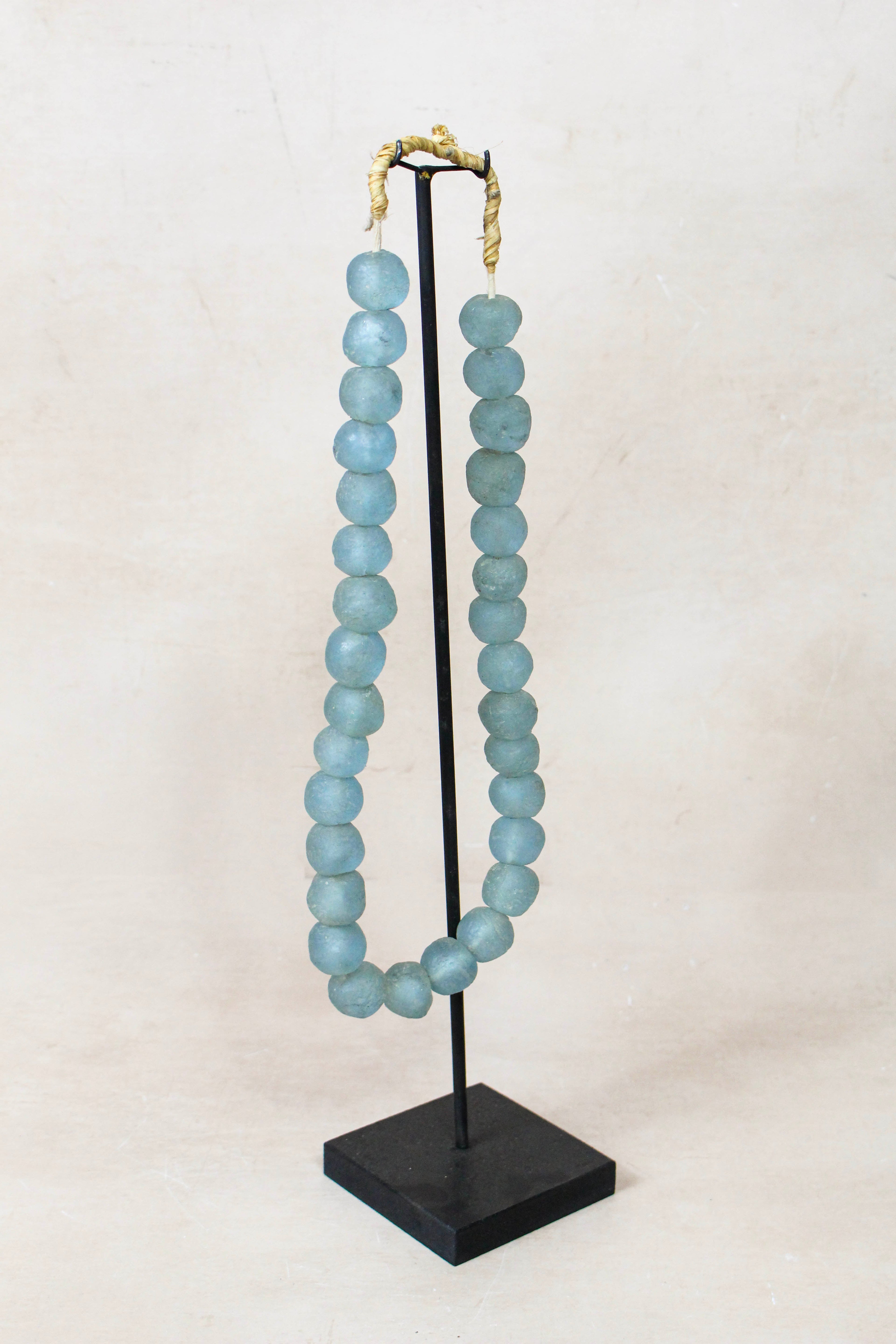 Ghana Glass Beads Necklace, Light blue - 85.2