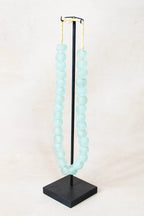 Ghana Glass Beads Necklace, Light blue - 85.3
