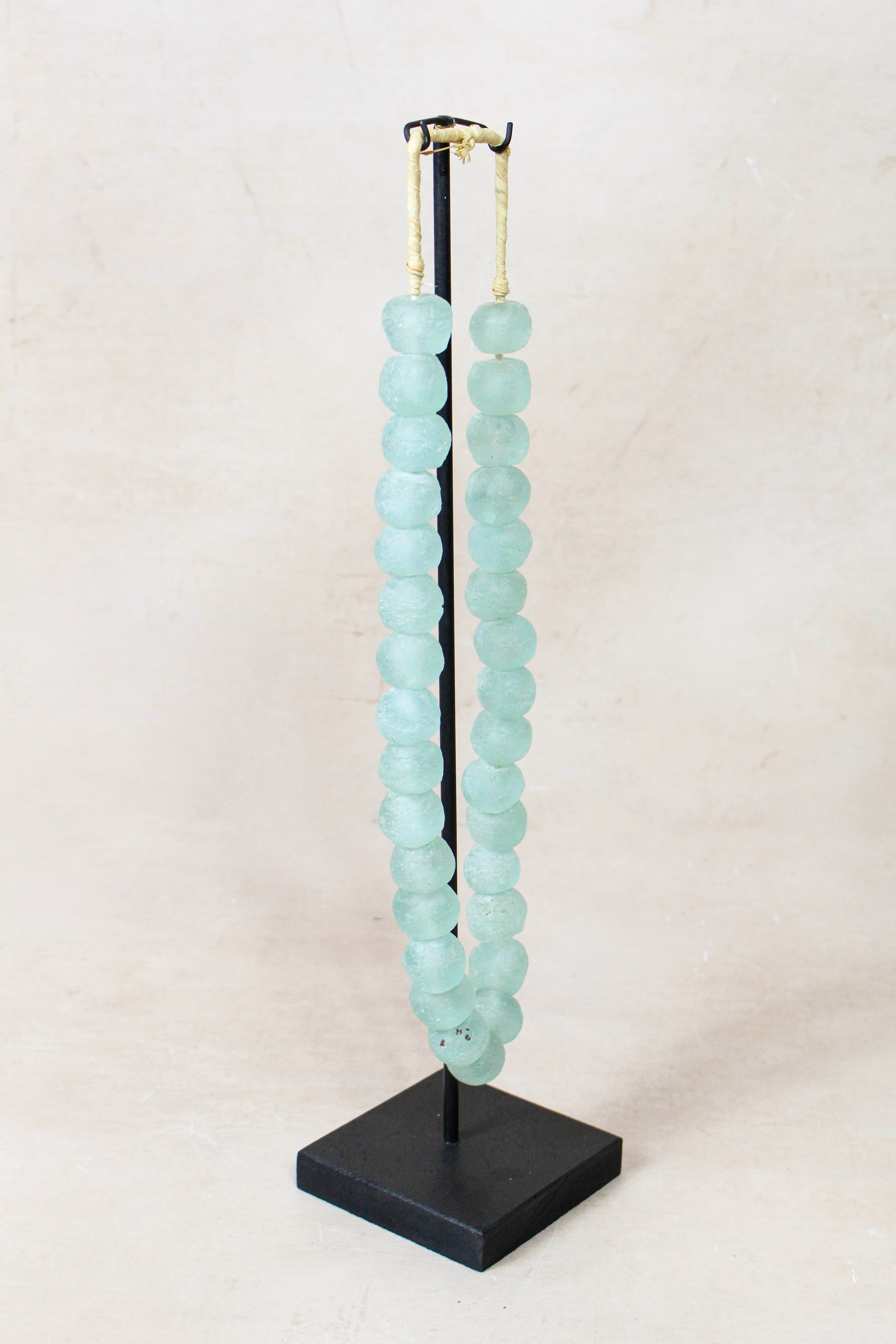 Ghana Glass Beads Necklace, Light blue - 85.3