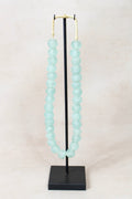 Ghana Glass Beads Necklace, Light blue - 85.4